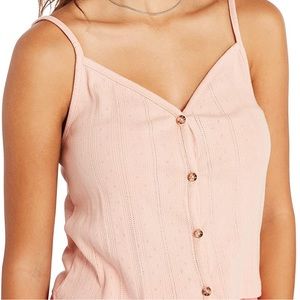 Volcom Strappy Button Up Pale Pink Cami-tank